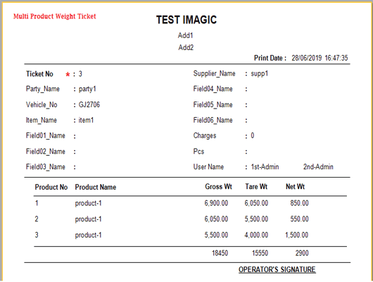 CCTV Weighbridge Multii Product Software Ticket