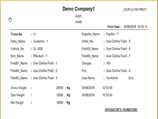 Weighbridge Software Ticket Print